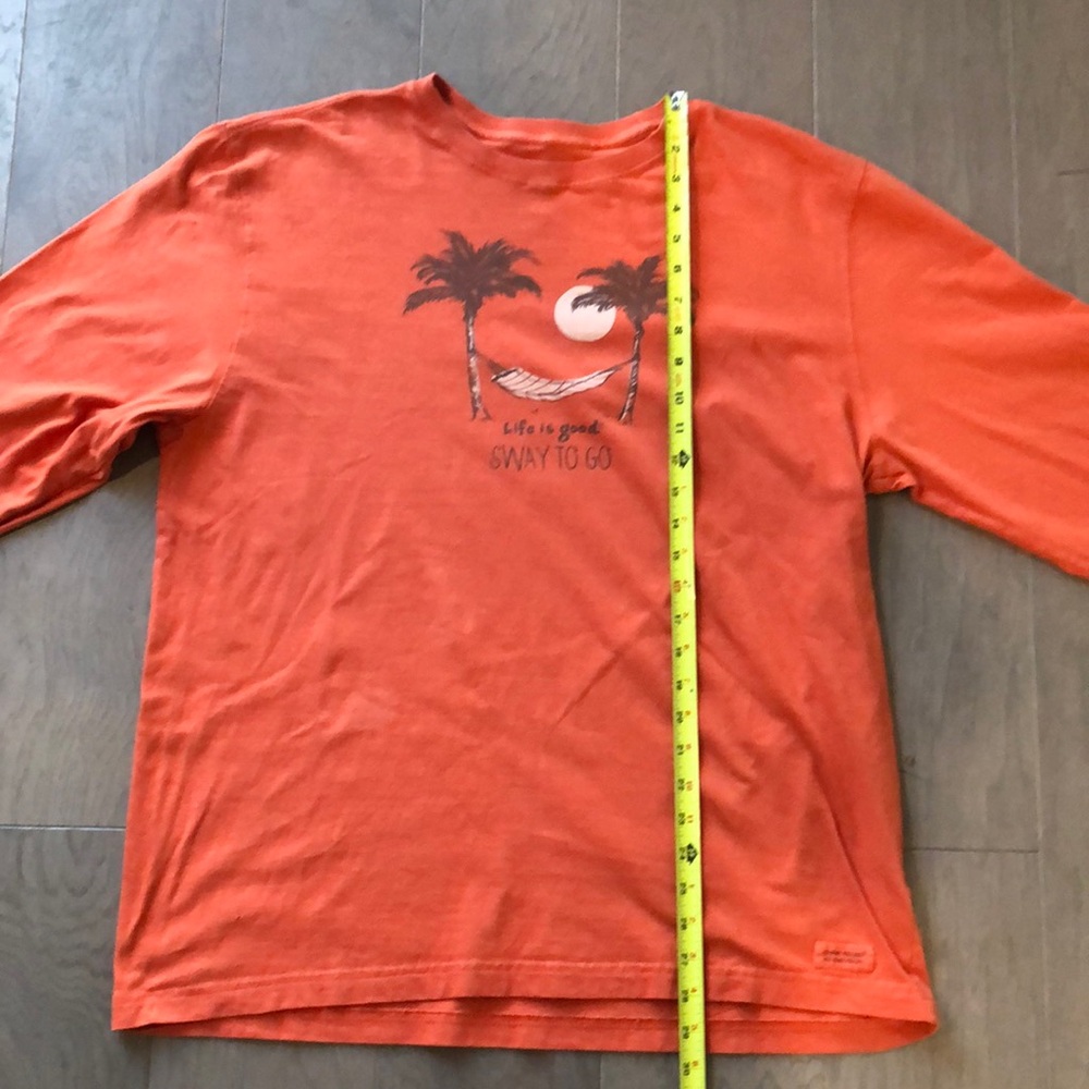 Life is Good Men's Orange Long Sleeve Graphic Tee, Size L